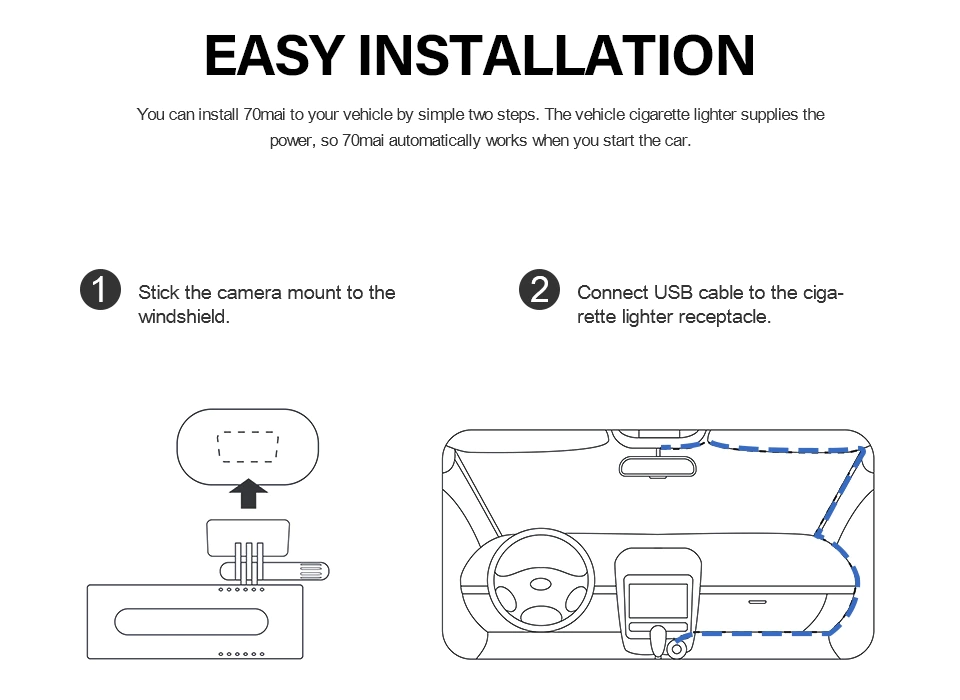 Cámara Inteligente 70mai Tablero de Auto AI Control de Voz (Full HD, Wifi)