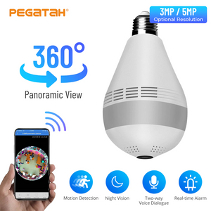 Cámara de Seguridad Bombilla Eléctrica Inteligente 360º (Monitoreada Móvil)