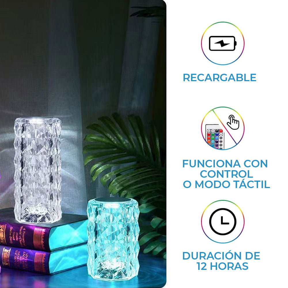 Lámpara Led Diamante de Cristal con Control 16 Colores
