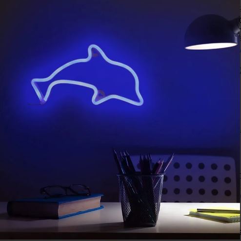 Lámpara Decorativa Neón Flex Delfín (Azul)