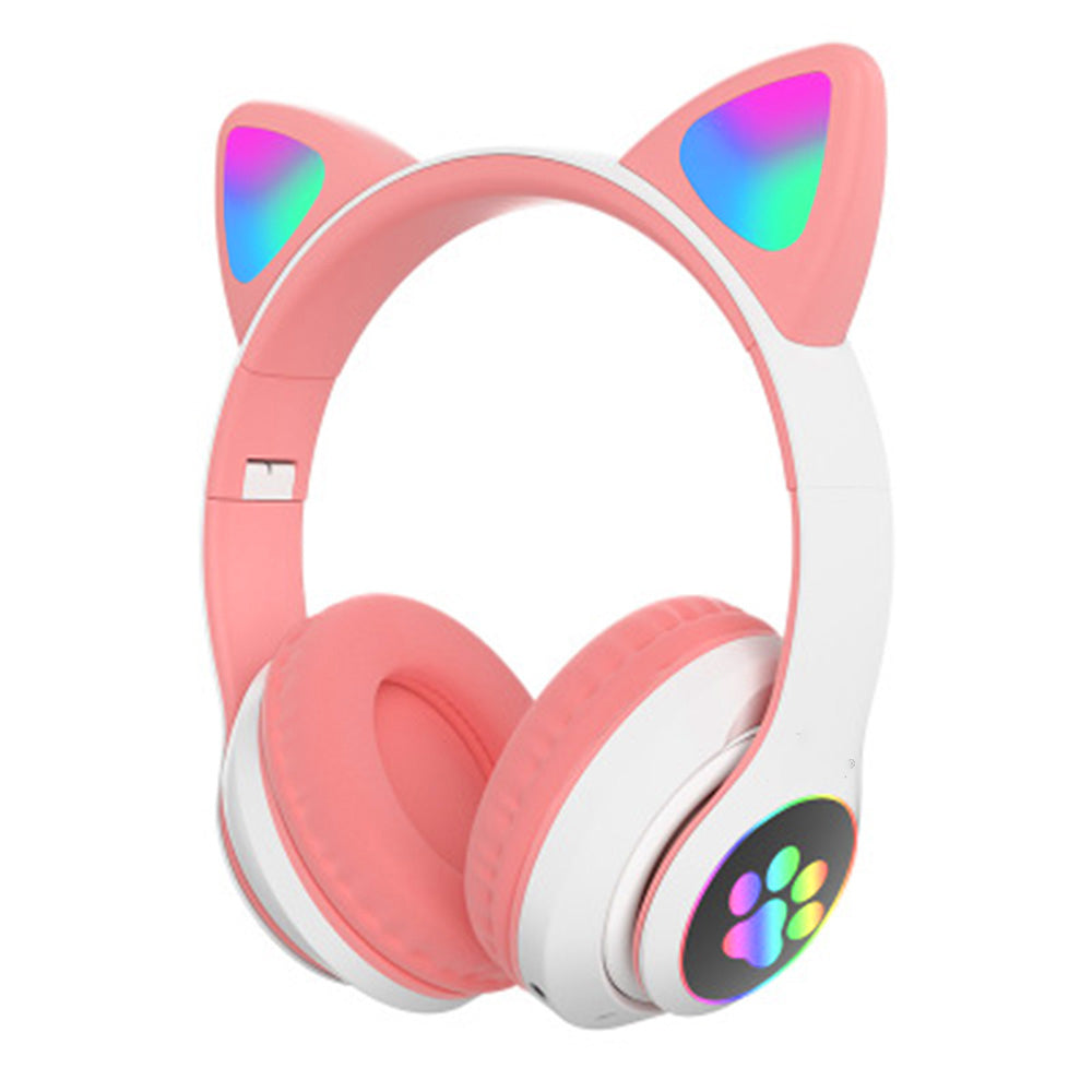 Hermosos Audífonos Diadema Gato Bluetooth 5.0 con Divertidas Luces Led