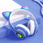 Cargar imagen en el visor de la galería, Hermosos Audífonos Diadema Gato Bluetooth 5.0 con Divertidas Luces Led
