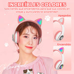 Cargar imagen en el visor de la galería, Hermosos Audífonos Diadema Gato Bluetooth 5.0 con Divertidas Luces Led
