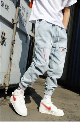 Pantalones Jeans Harem corte Cargo Holgado Informal (Marca FissionGrowth)