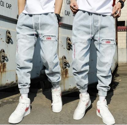 Pantalones Jeans Harem corte Cargo Holgado Informal (Marca FissionGrowth)