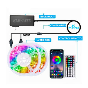 Increíbles Tiras de Luz LED 5050 RGB Flexibles App Bluetooth Control (5 - 30M)