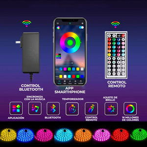 Increíbles Tiras de Luz LED 5050 RGB Flexibles App Bluetooth Control (5 - 30M)