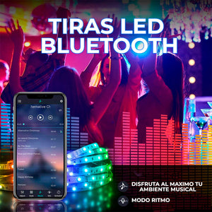 Increíbles Tiras de Luz LED 5050 RGB Flexibles App Bluetooth Control (5 - 30M)