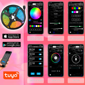 Increíbles Tiras de Luz LED 5050 RGB Flexibles App Bluetooth Control (5 - 30M)