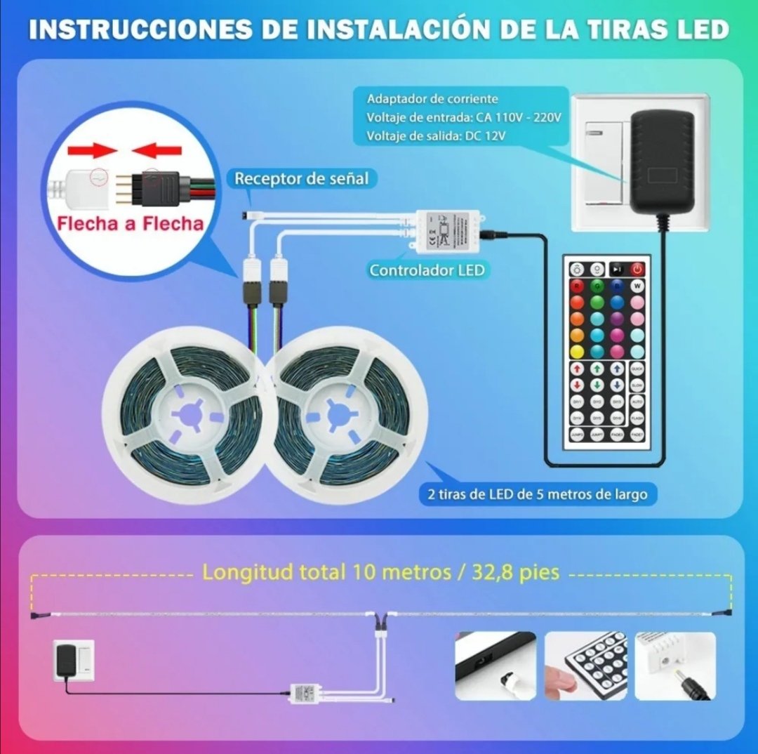 Increíbles Tiras de Luz LED 5050 Flexibles Control RGB (2, 5, 7m)