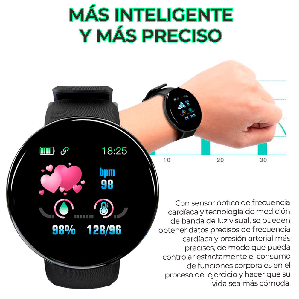 Nuevo Reloj Inteligente Smartwatch Deportivo D18 (Resistente al Agua)
