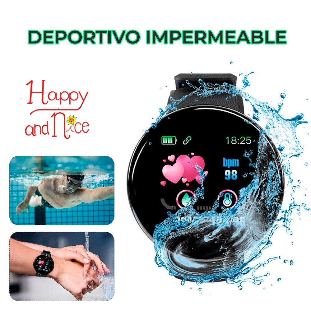 Nuevo Reloj Inteligente Smartwatch Deportivo D18 (Resistente al Agua)