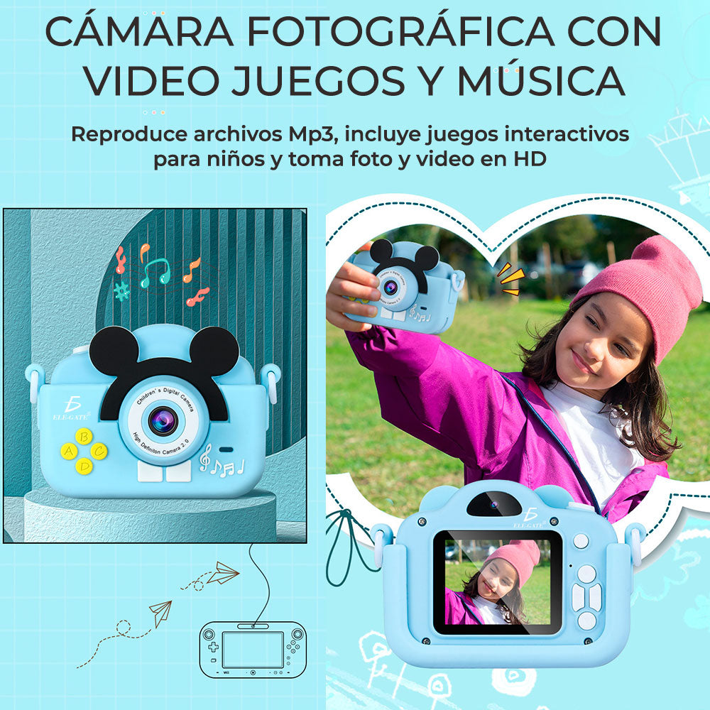 Cámara Digital Ratón Para Niños Uso Rudo Full Hd Fotos Video 1080P