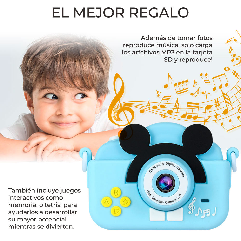 Cámara Digital Ratón Para Niños Uso Rudo Full Hd Fotos Video 1080P