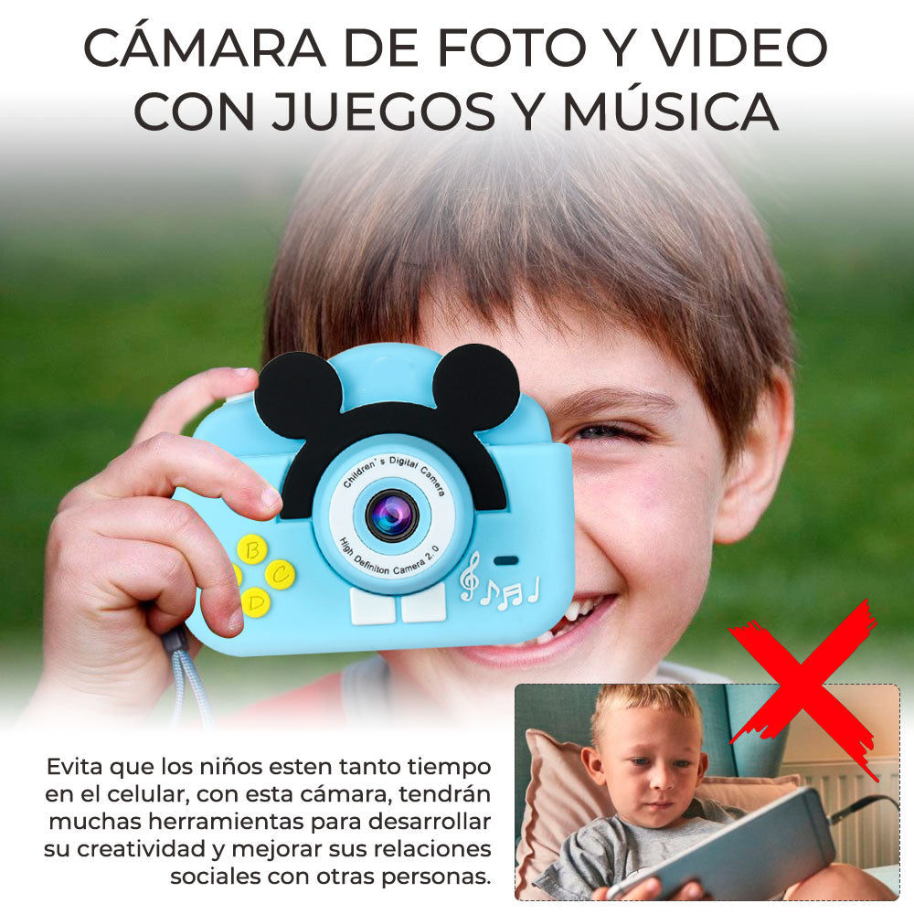 Cámara Digital Ratón Para Niños Uso Rudo Full Hd Fotos Video 1080P