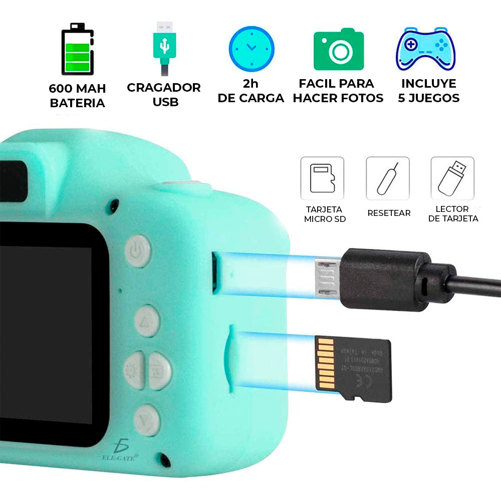 Cámara Digital Para Niños Uso Rudo Full Hd Fotos Video 1080P