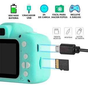 Cámara Digital Para Niños Uso Rudo Full Hd Fotos Video 1080P