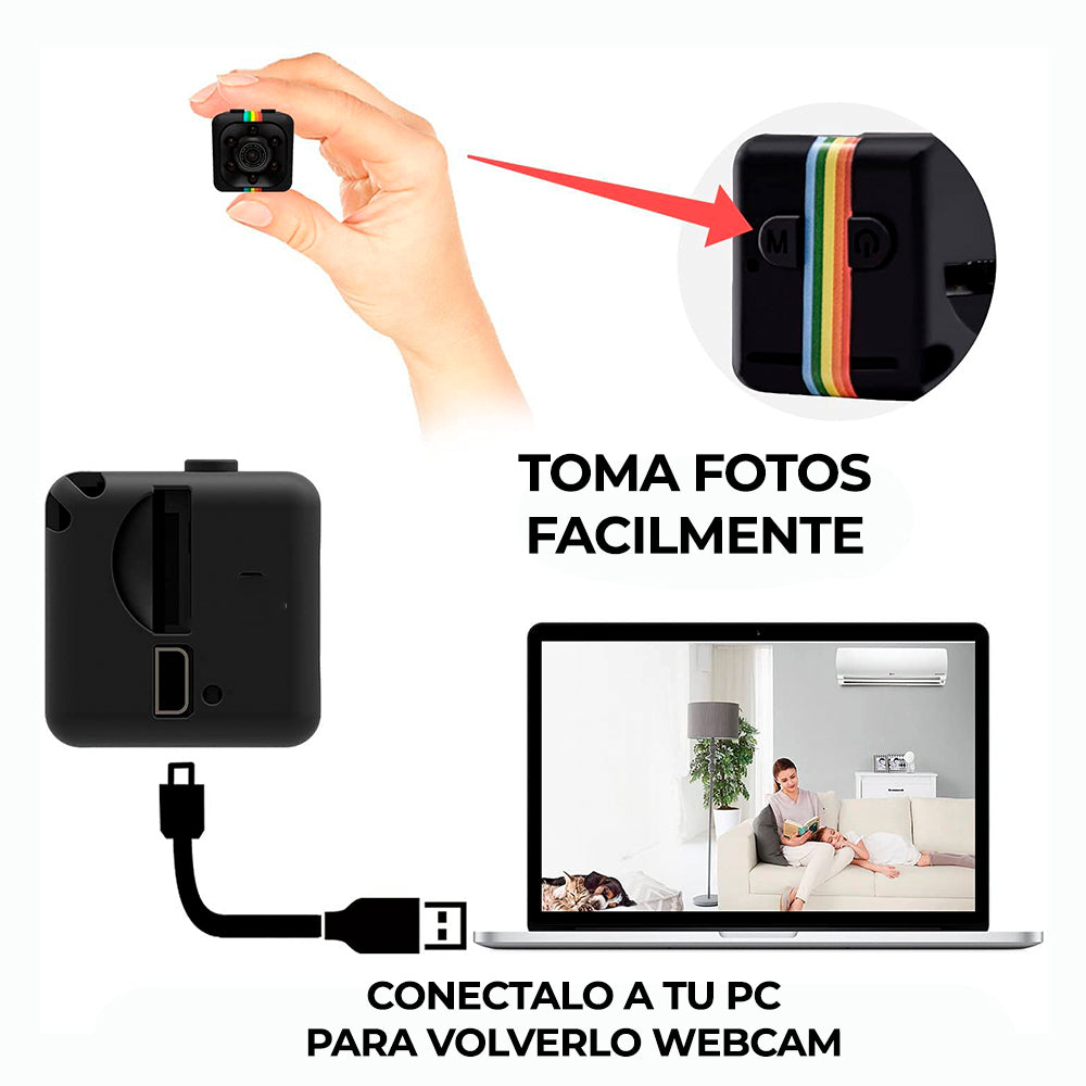 Mini-Cámara Avanzada Espía HD Monitoreo Celular (Base Incluida)