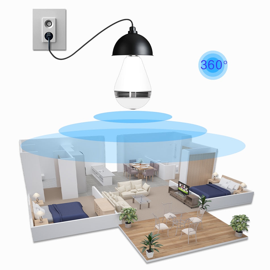 Cámara de Seguridad Bombilla Eléctrica Inteligente 360º (Monitoreada Móvil)